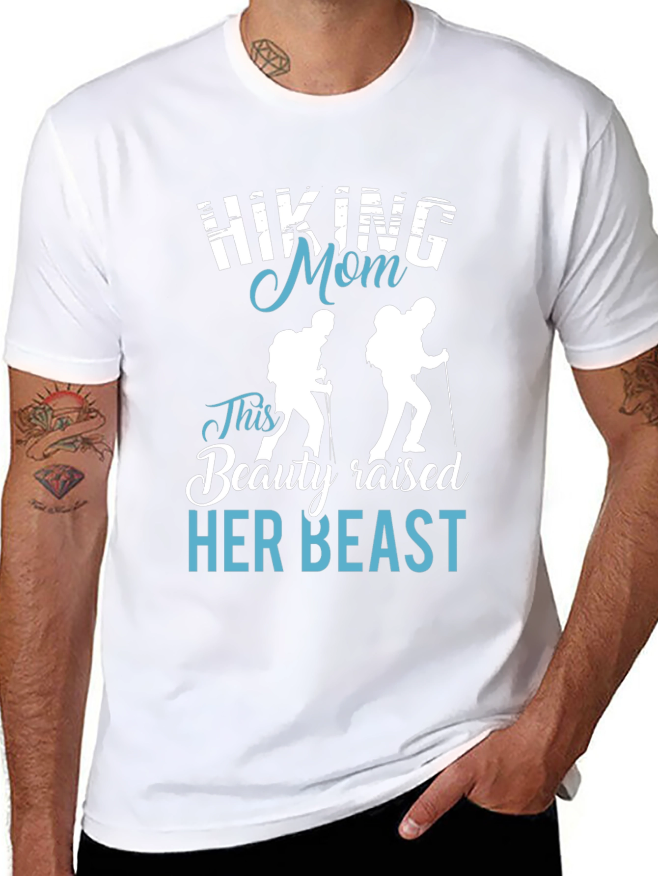 Hiking Mom T-Shirt - Beauty Raised Her Beast Design
