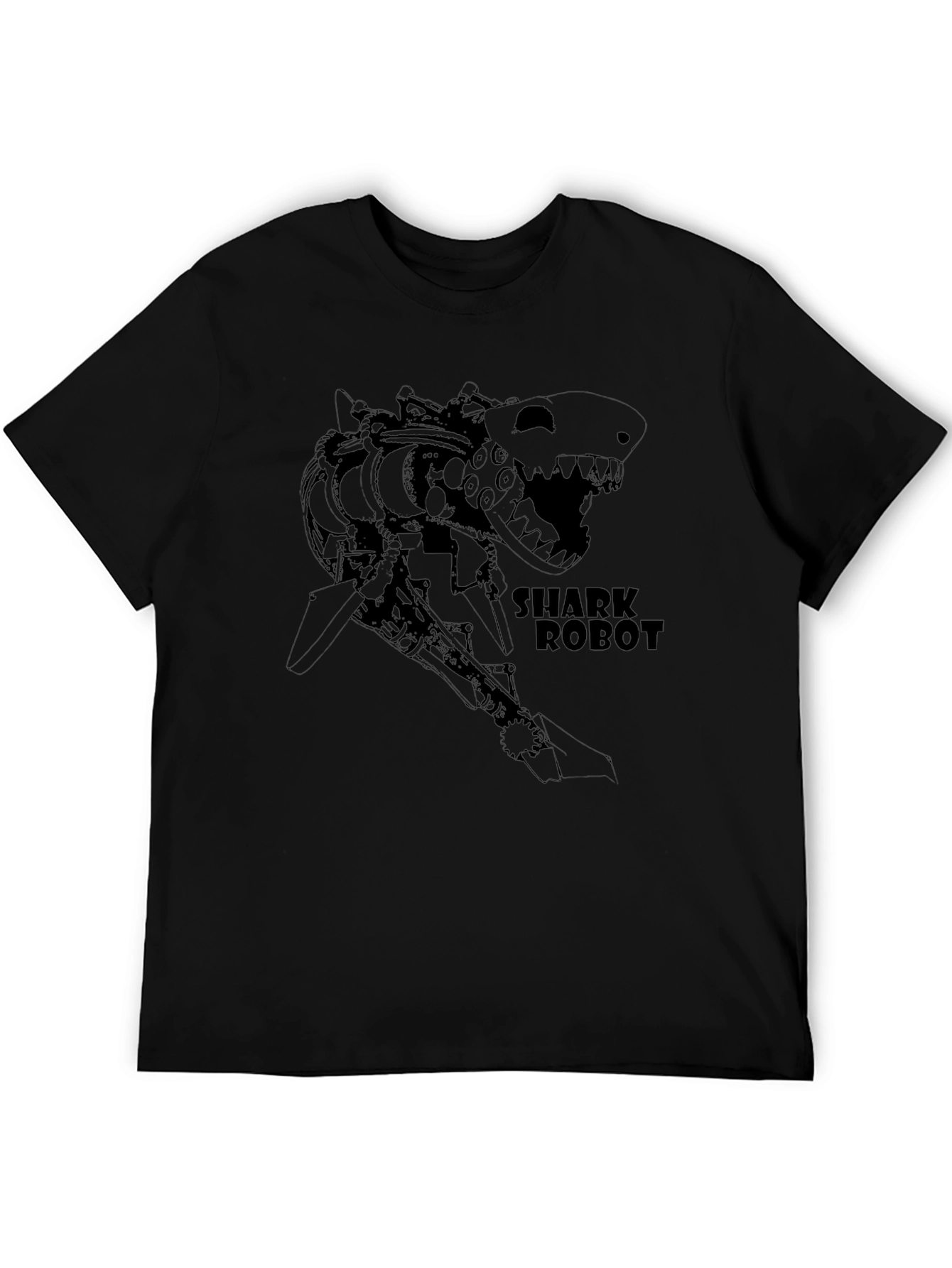 Shark Robot T-Shirt - Black Graphic Tee