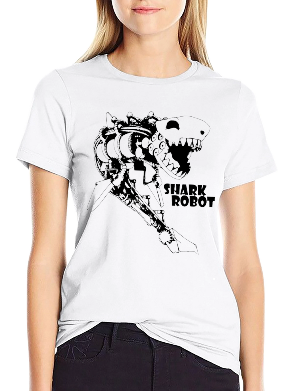 Shark Robot T-Shirt - Black Graphic Tee
