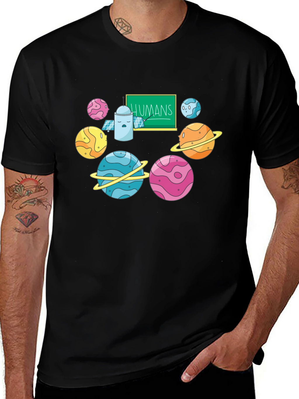 Human T-Shirt with Planets