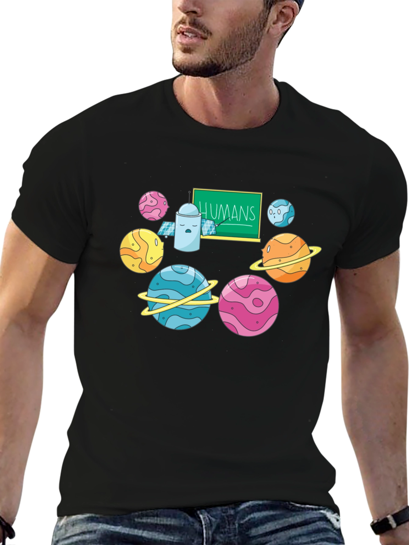 Human T-Shirt with Planets