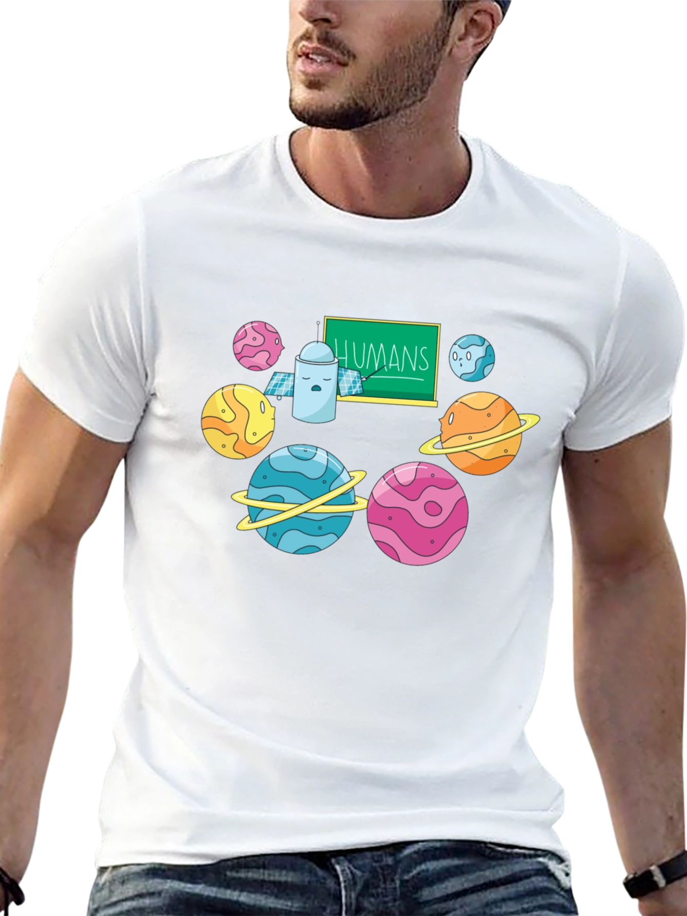 Human T-Shirt with Planets