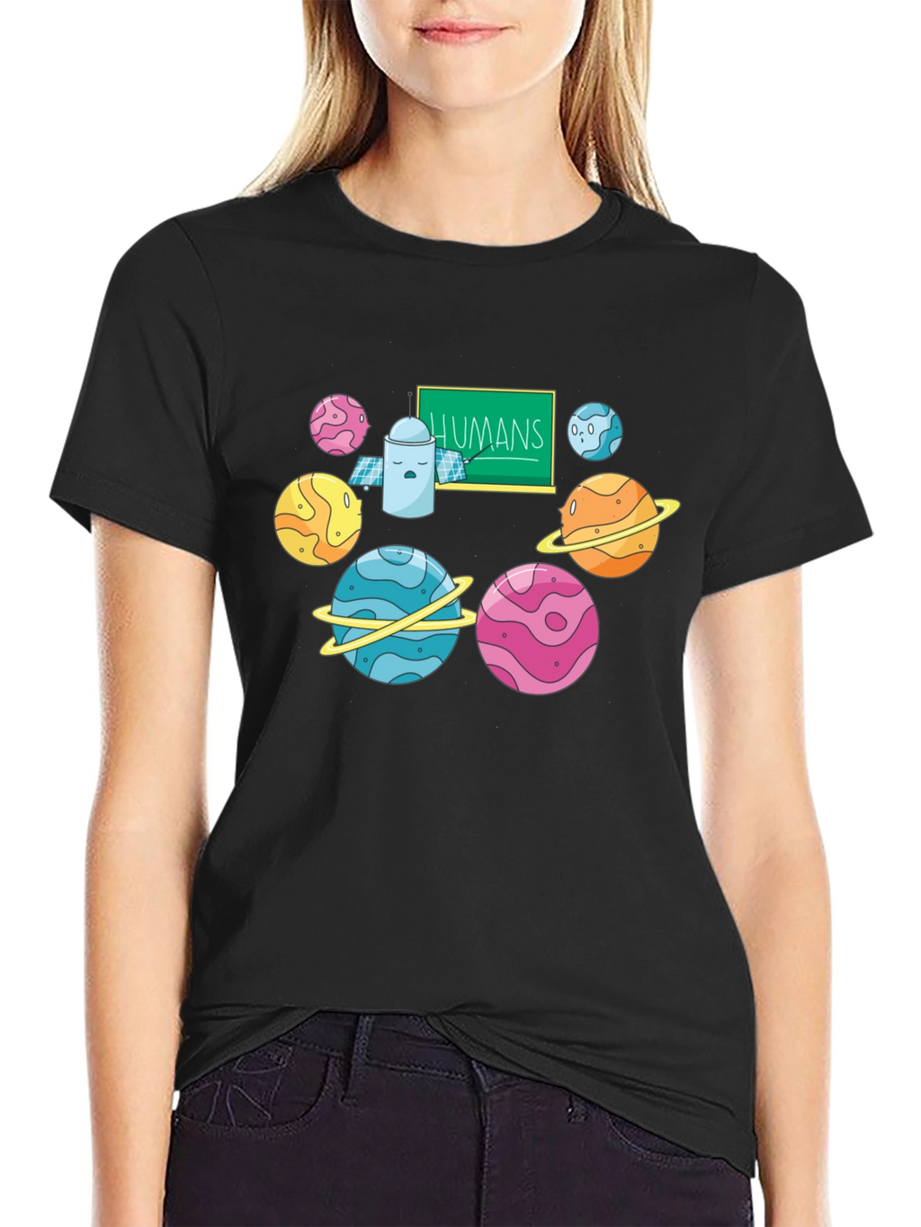 Human T-Shirt with Planets