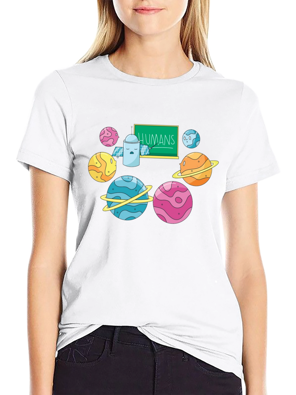 Human T-Shirt with Planets