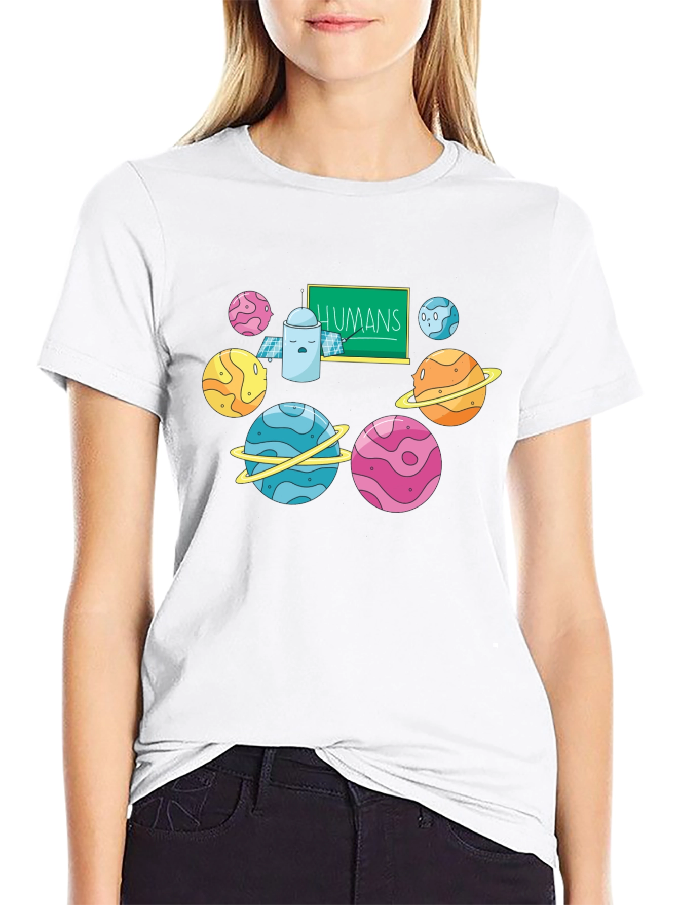 Human T-Shirt with Planets