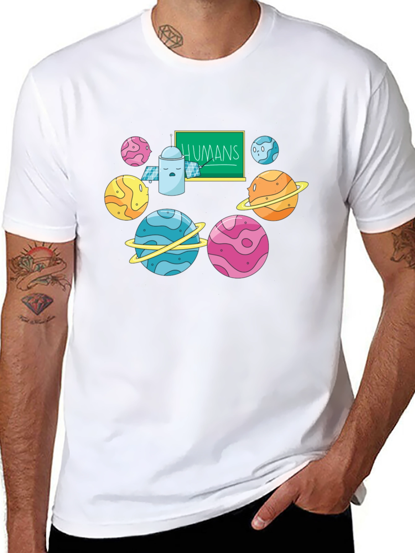 Human T-Shirt with Planets