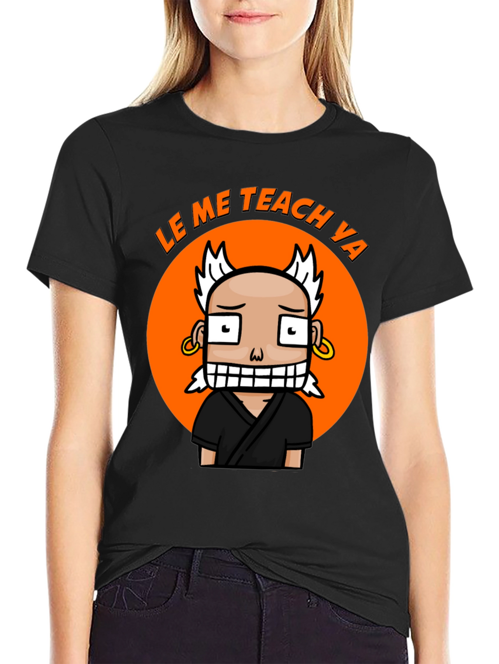 Funny Cartoon Teach Ya Black T-Shirt