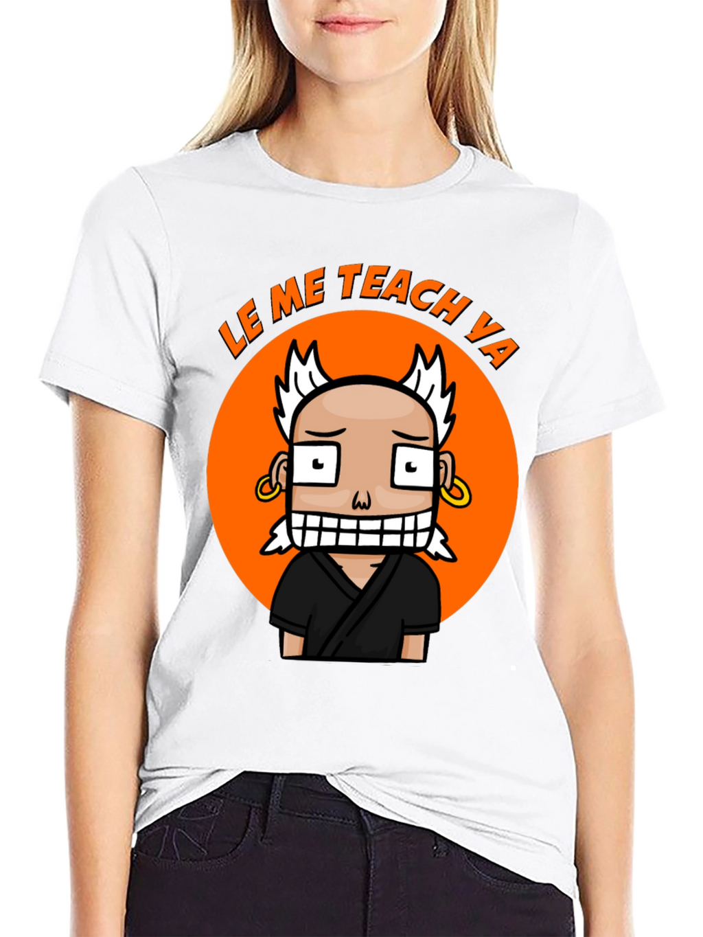 Funny Cartoon Teach Ya Black T-Shirt
