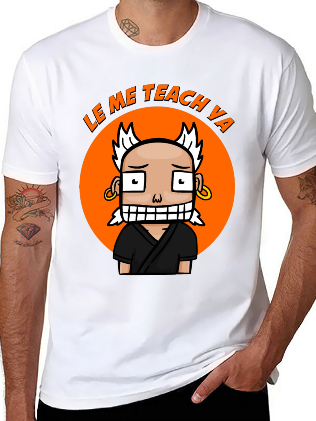 Funny Cartoon Teach Ya Black T-Shirt