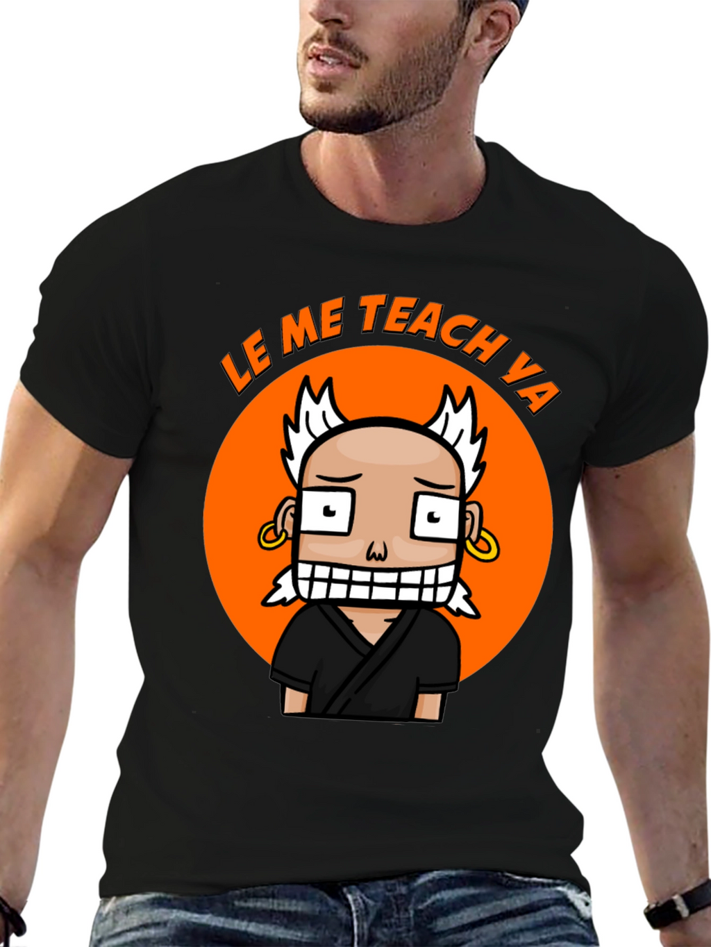 Funny Cartoon Teach Ya Black T-Shirt