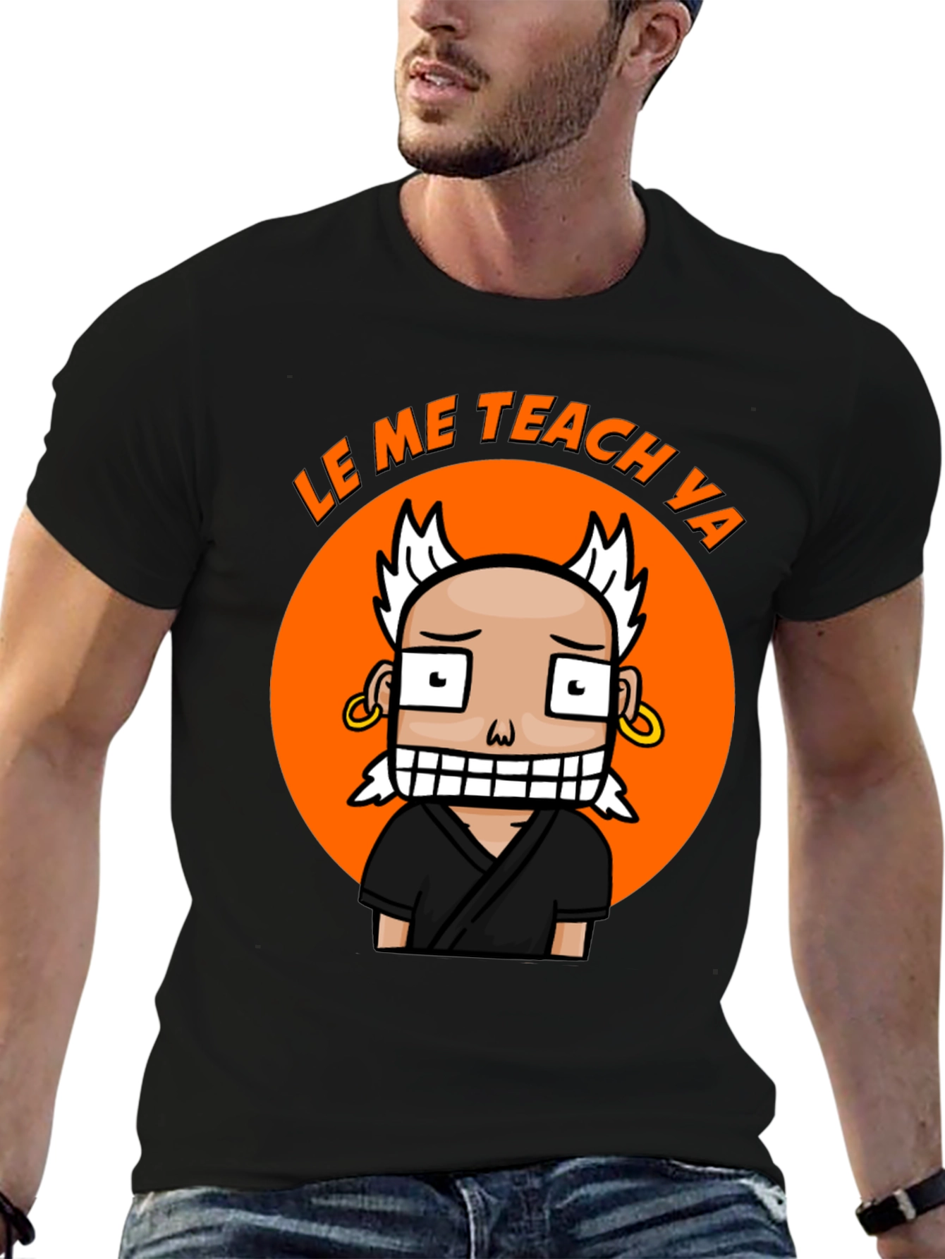 Funny Cartoon Teach Ya Black T-Shirt