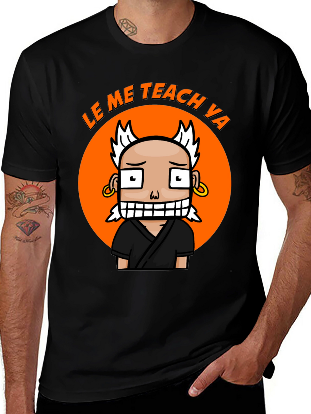 Funny Cartoon Teach Ya Black T-Shirt