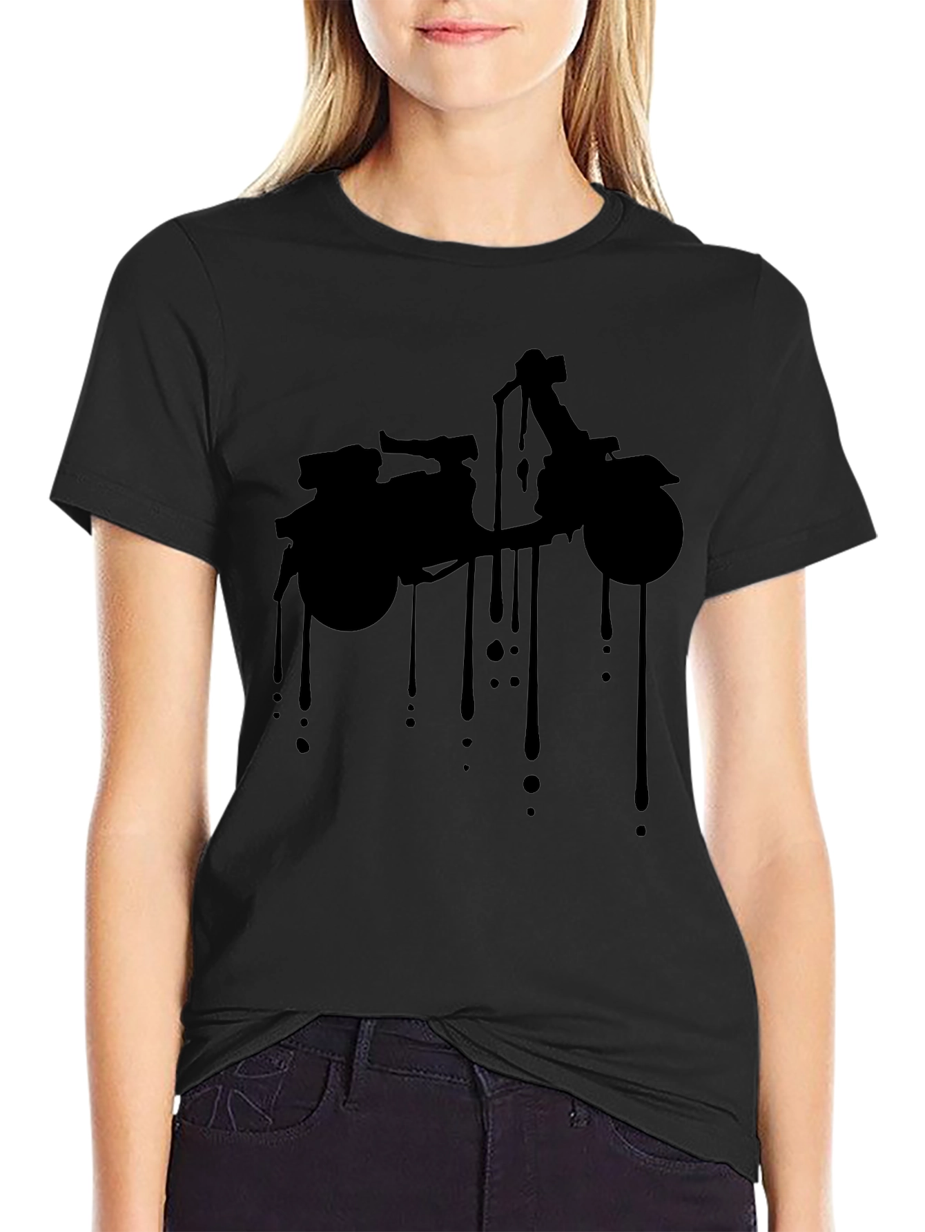 Cool Motorcycle Dripping Black T-Shirt