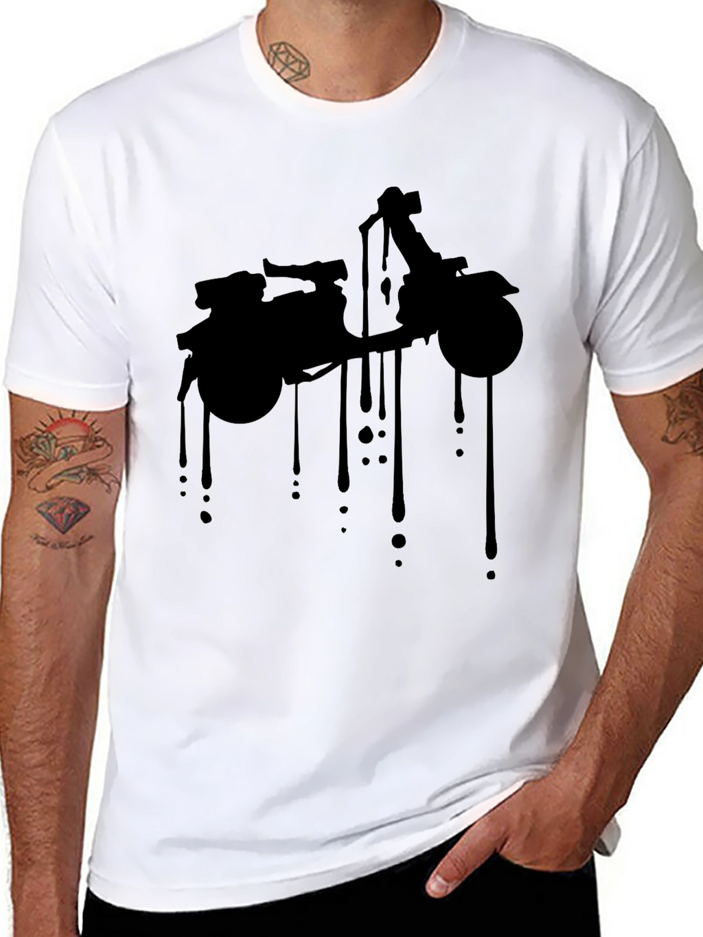 Cool Motorcycle Dripping Black T-Shirt