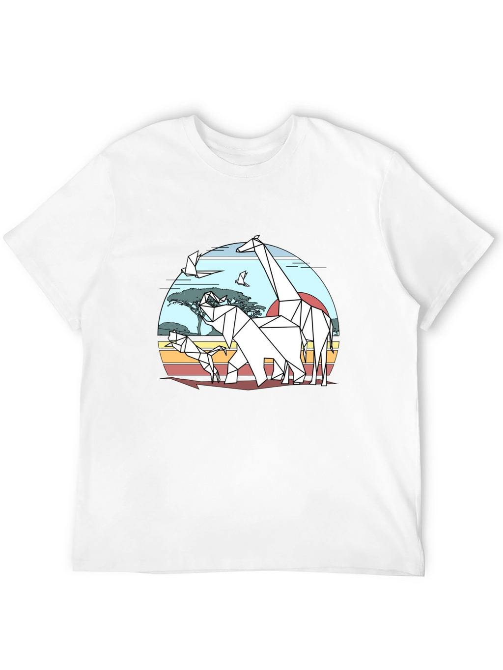 Geometric Origami Safari T-Shirt - Black