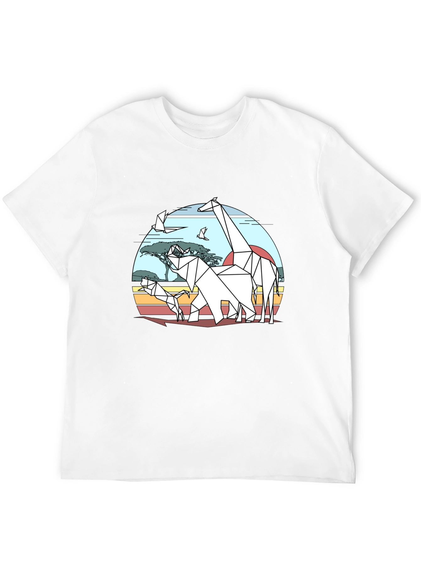Geometric Origami Safari T-Shirt - Black