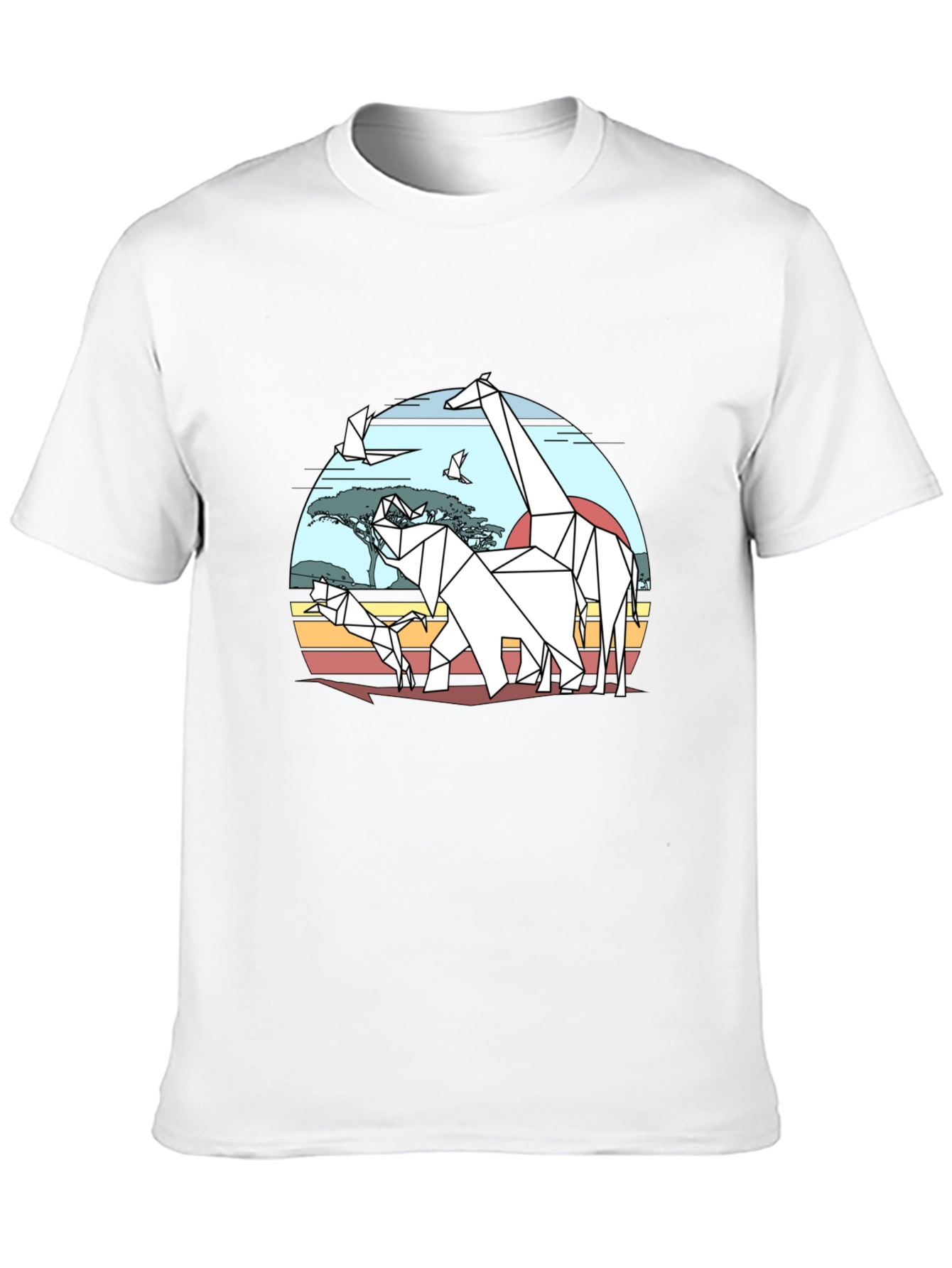 Geometric Origami Safari T-Shirt - Black