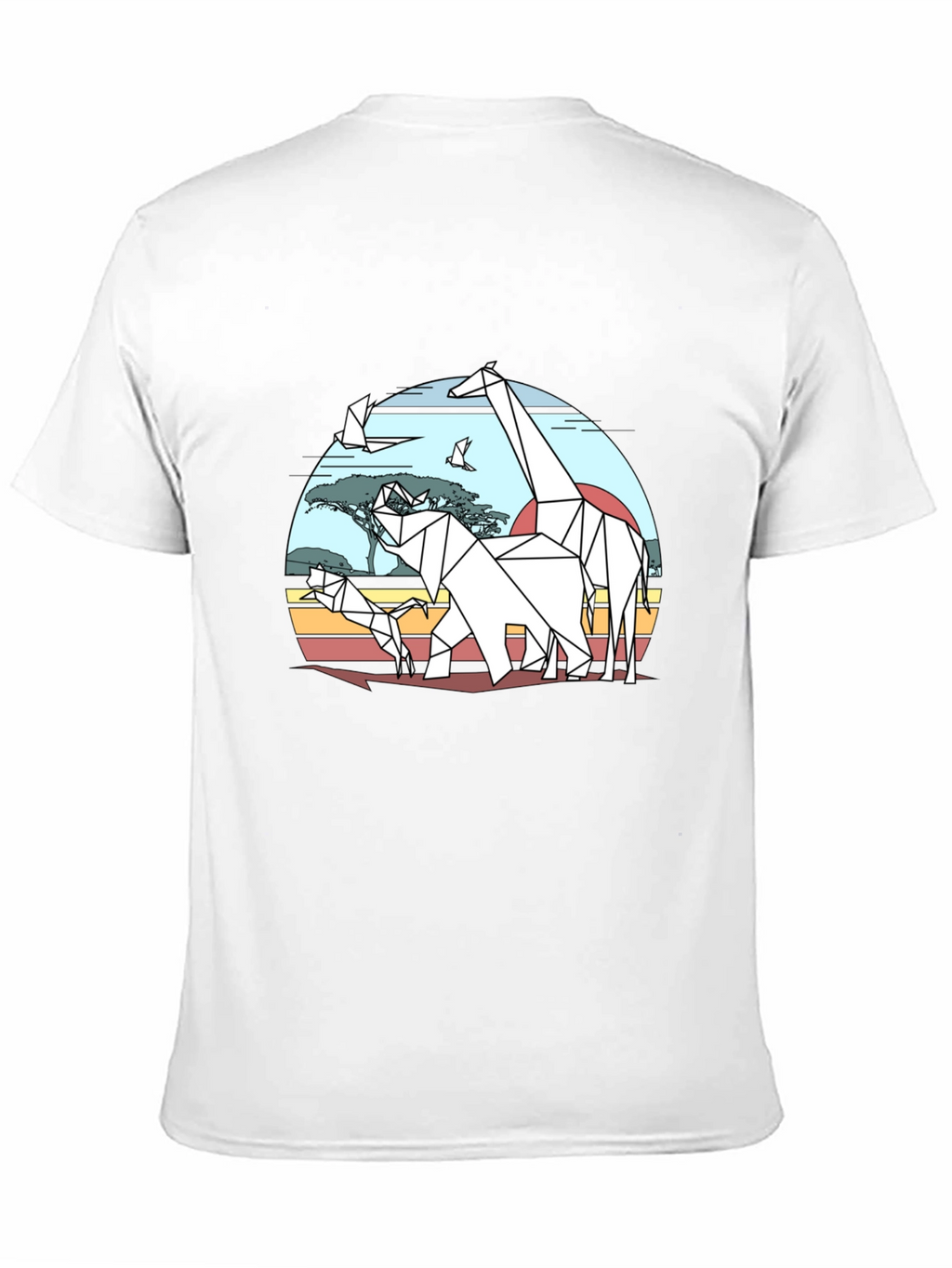 Geometric Origami Safari T-Shirt - Black