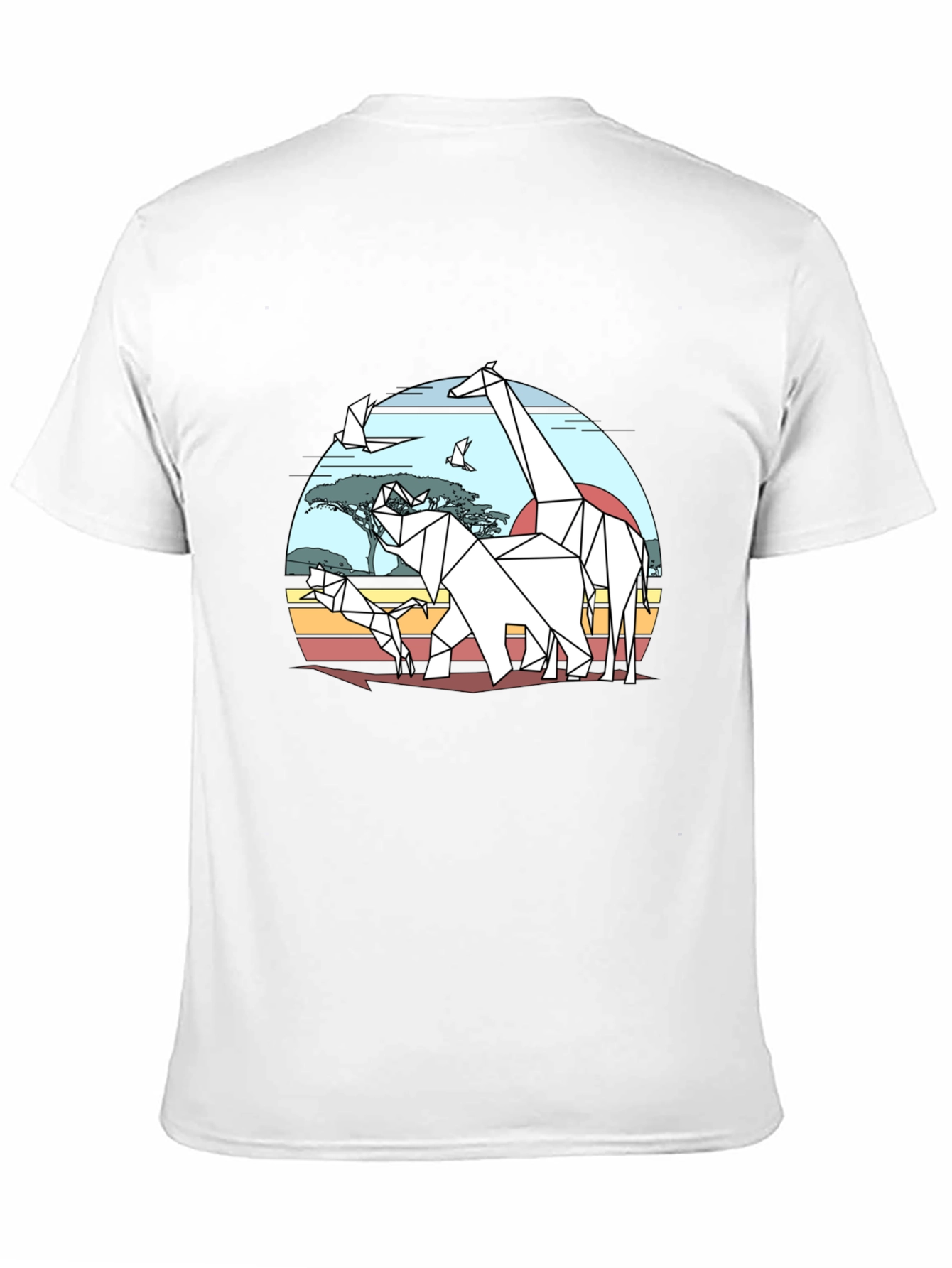 Geometric Origami Safari T-Shirt - Black