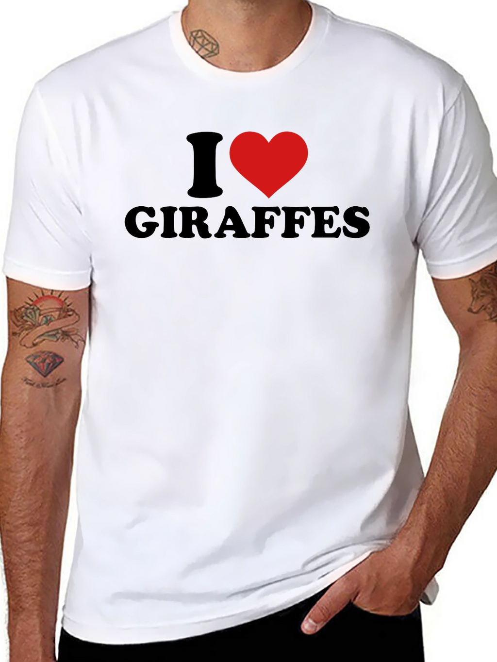 I Heart Giraffes Graphic Tee - Black