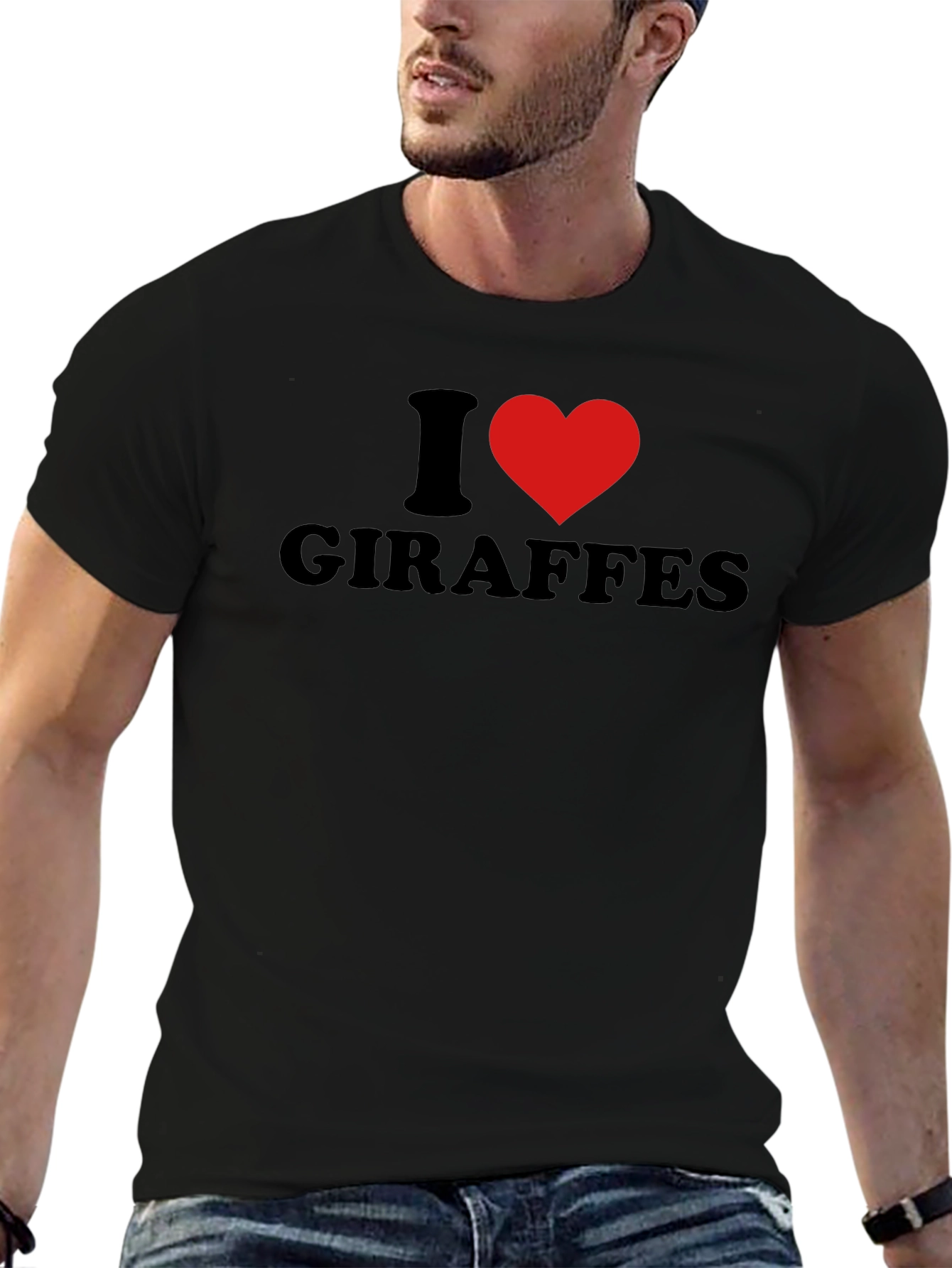 I Heart Giraffes Graphic Tee - Black