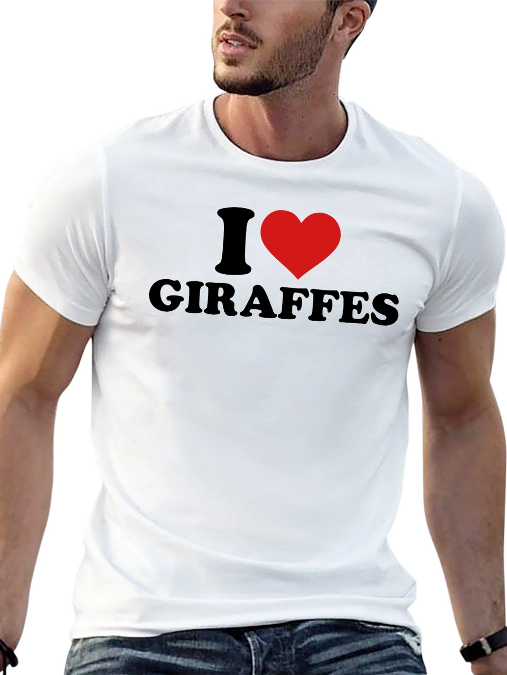 I Heart Giraffes Graphic Tee - Black