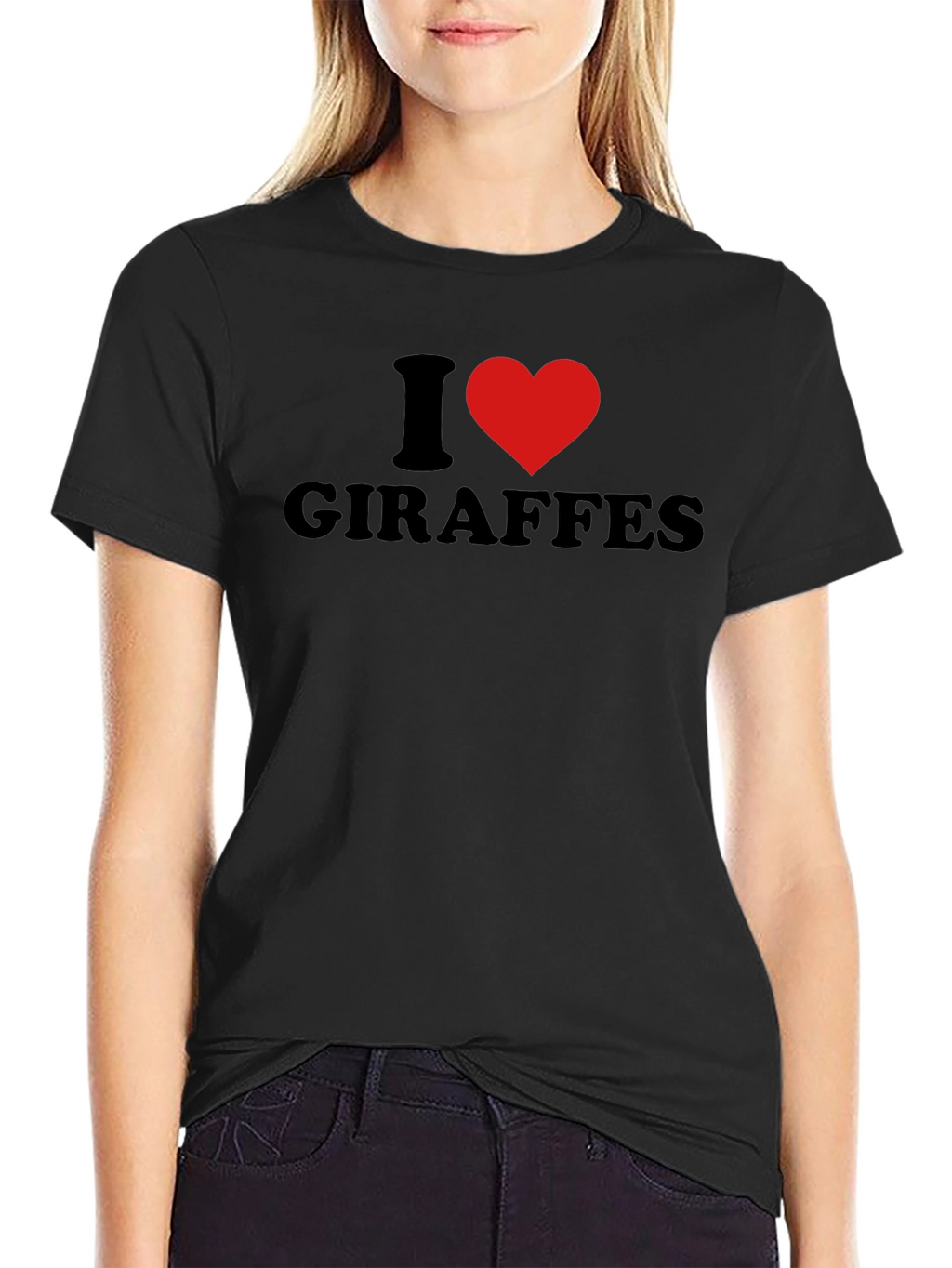 I Heart Giraffes Graphic Tee - Black
