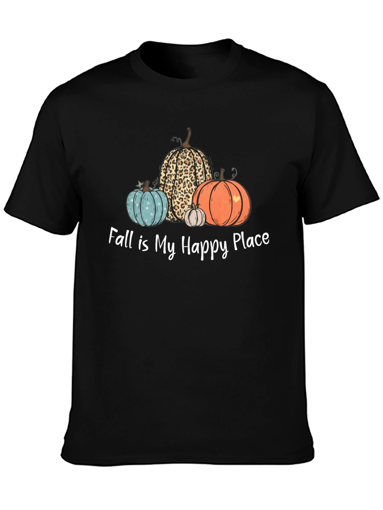Fall is My Happy Place T-Shirt with Pumpkins