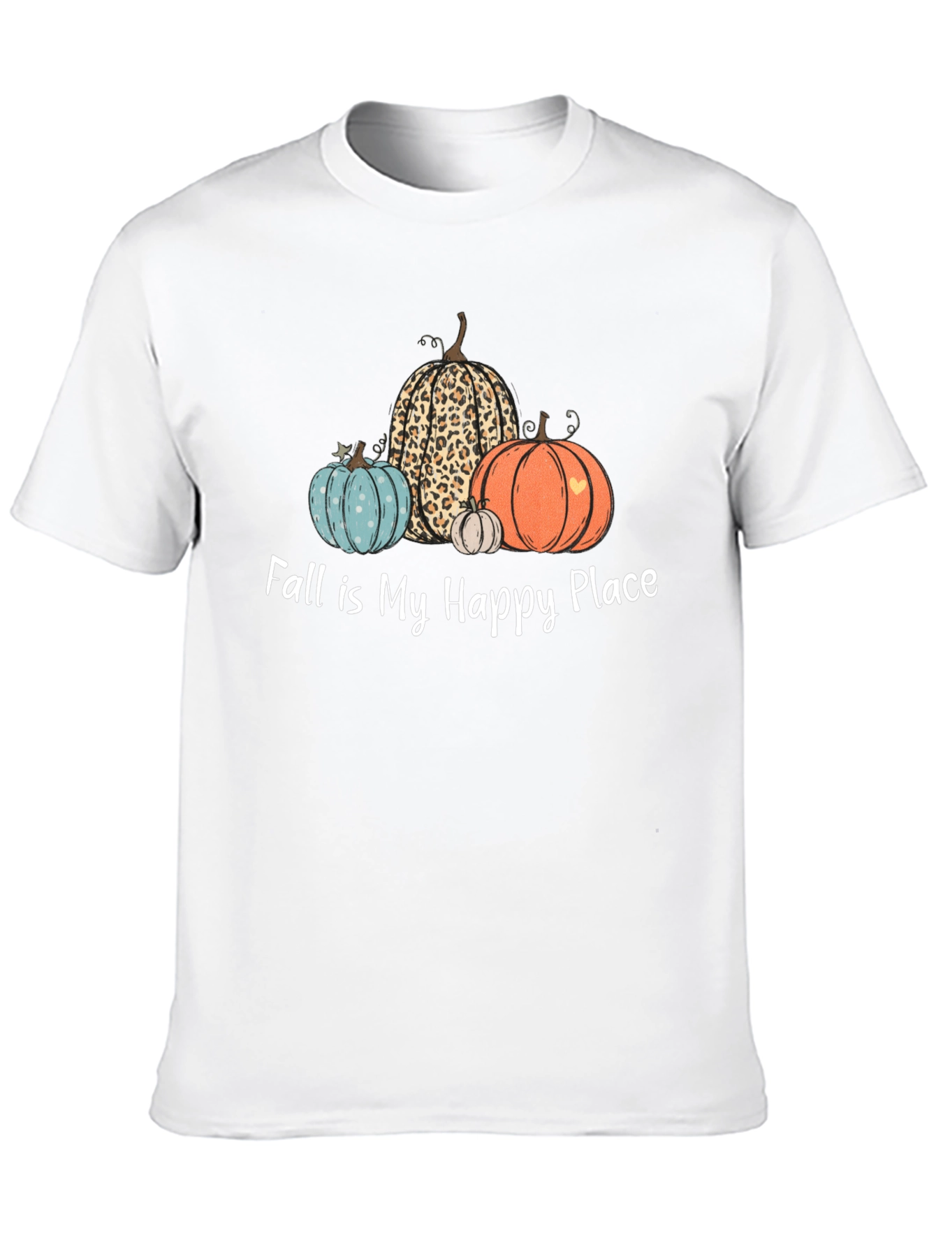 Fall is My Happy Place T-Shirt with Pumpkins