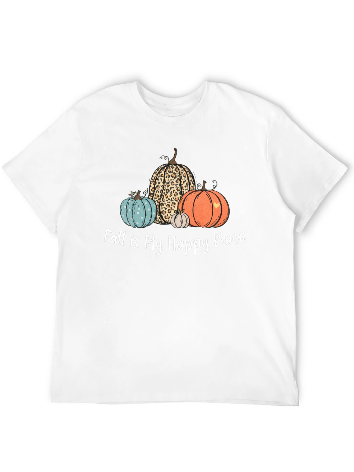 Fall is My Happy Place T-Shirt with Pumpkins