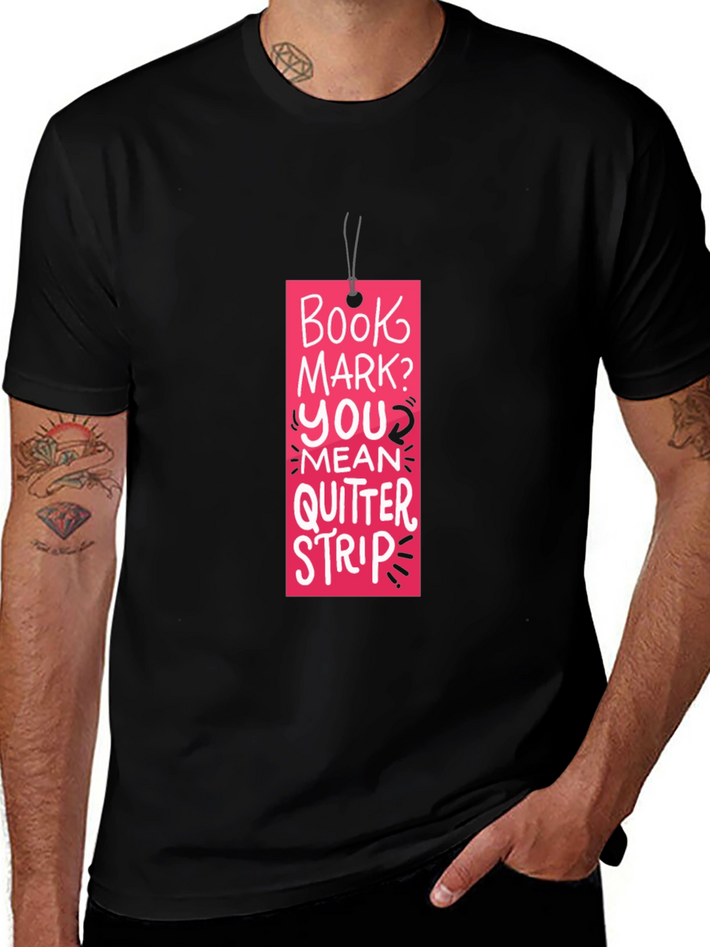 Book Mark? T-Shirt: Funny Reading Quitter Strip Tee