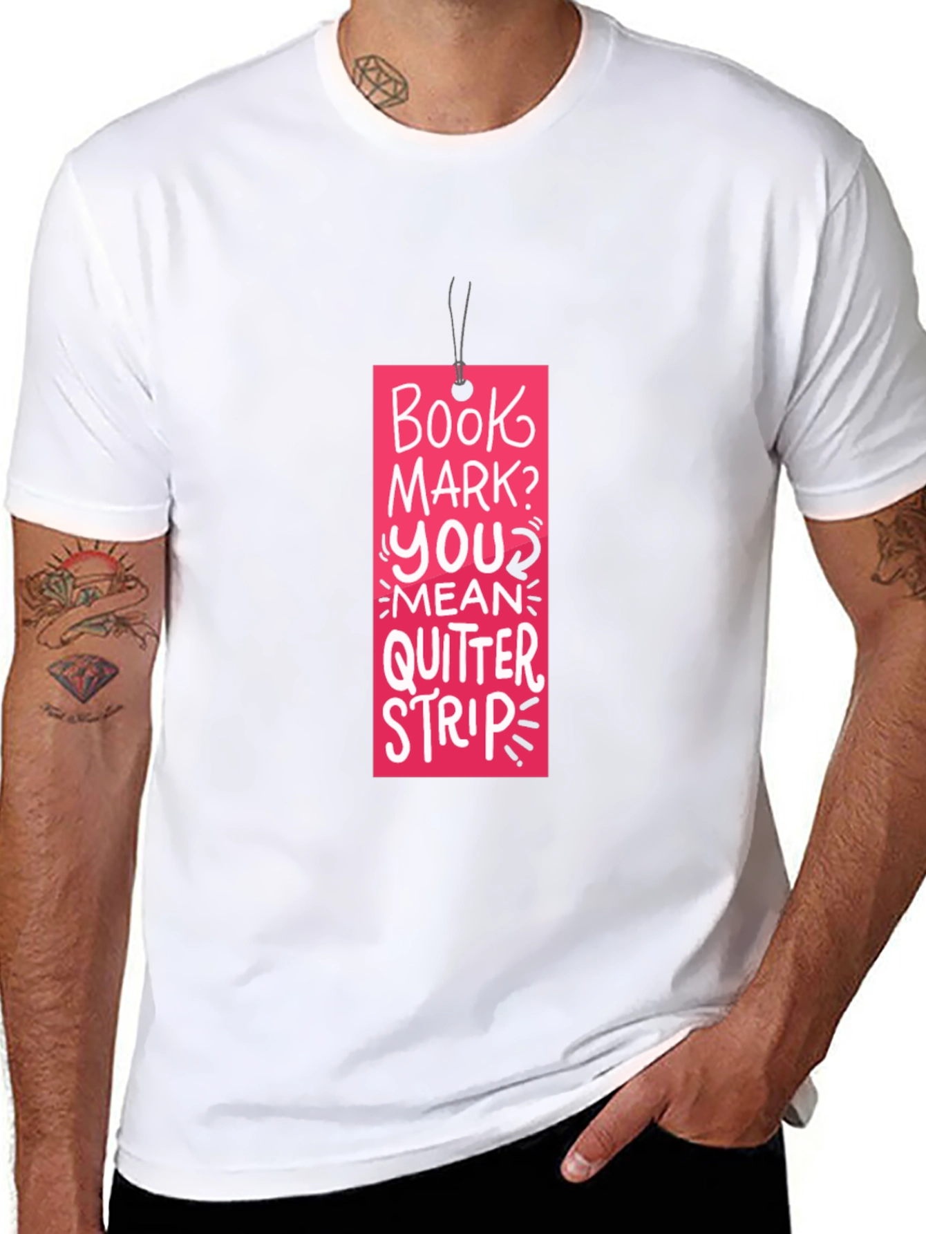 Book Mark? T-Shirt: Funny Reading Quitter Strip Tee