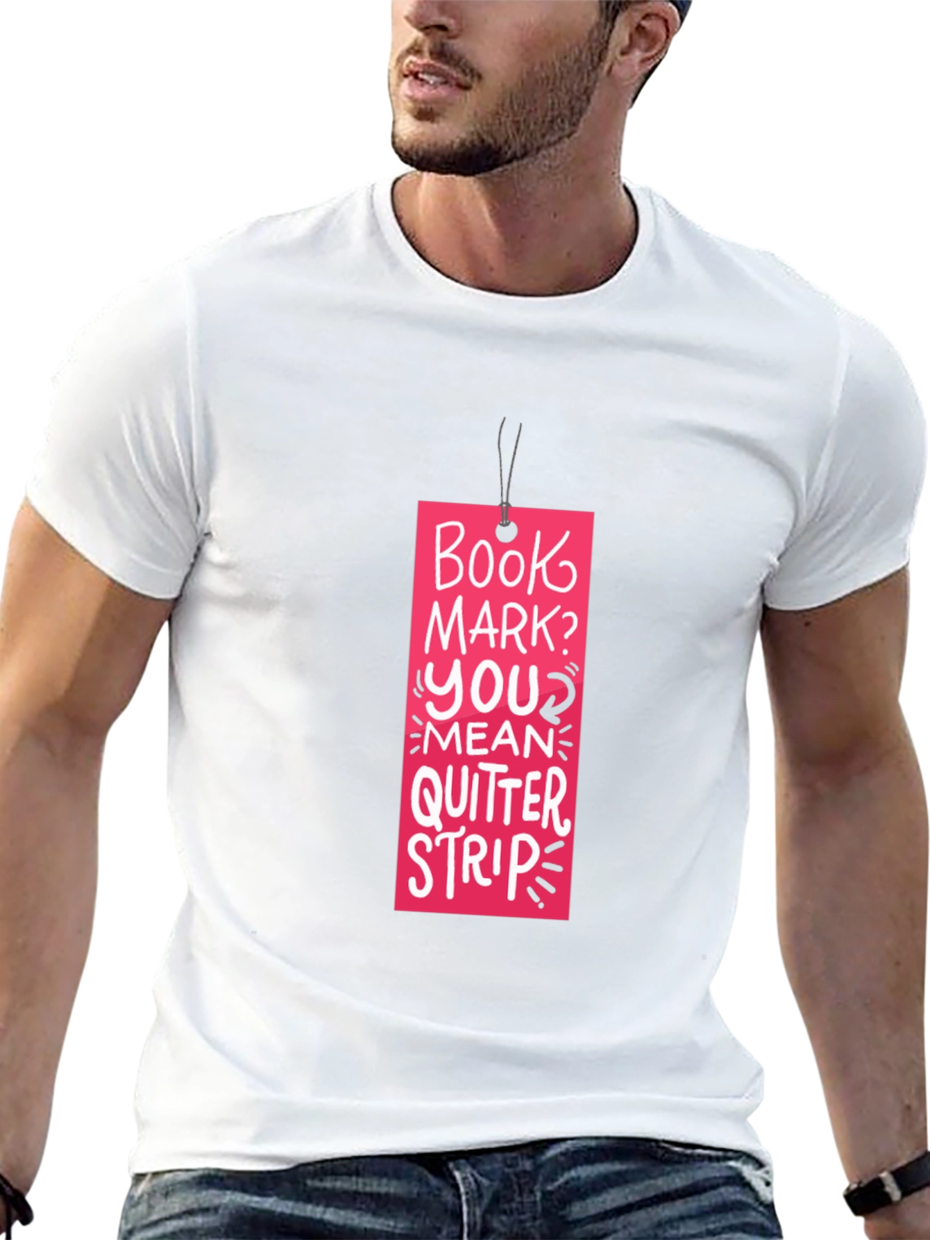 Book Mark? T-Shirt: Funny Reading Quitter Strip Tee