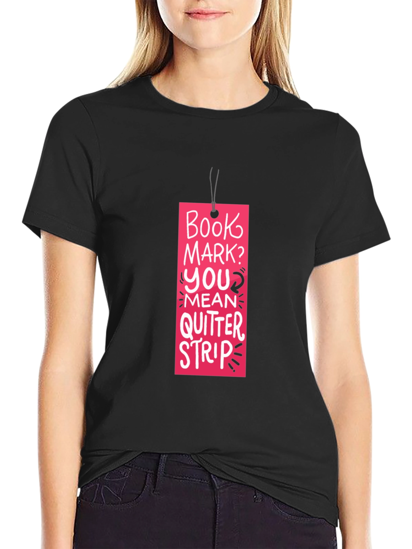 Book Mark? T-Shirt: Funny Reading Quitter Strip Tee