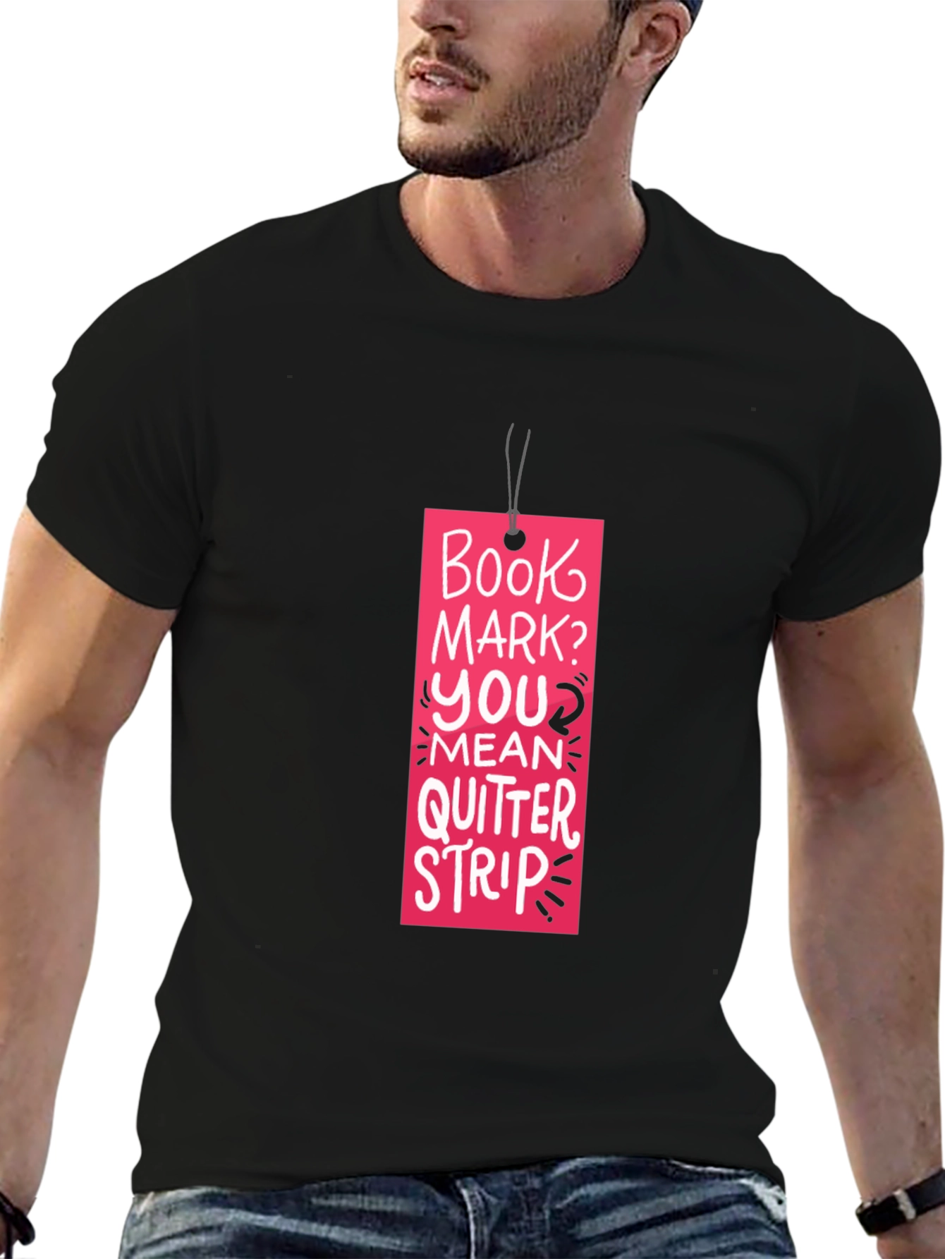 Book Mark? T-Shirt: Funny Reading Quitter Strip Tee