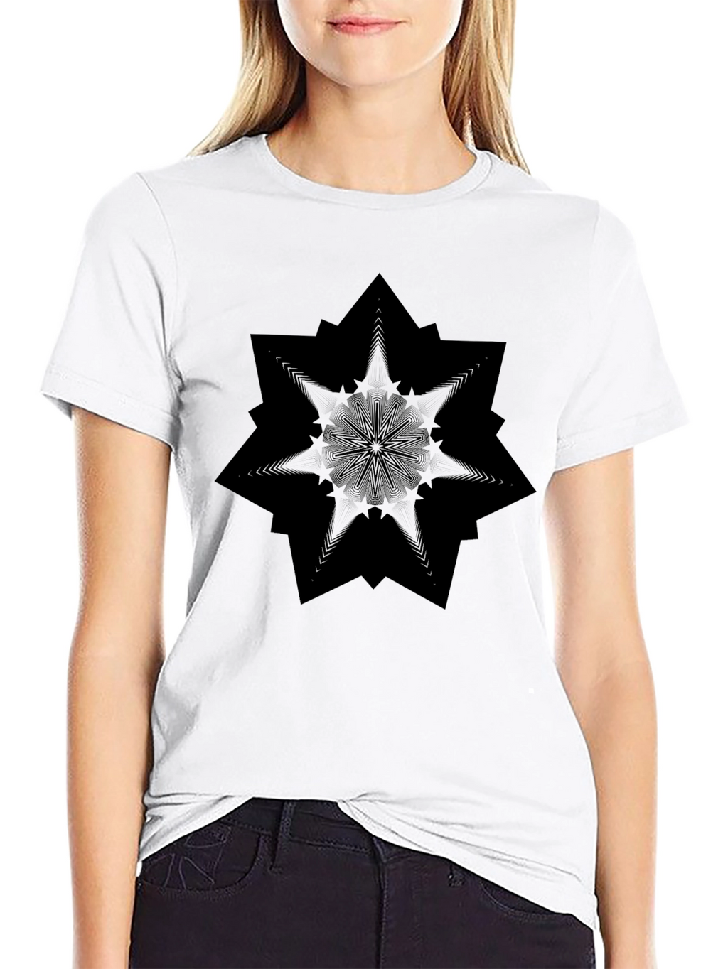 Black Geometric Mandala Graphic Tee