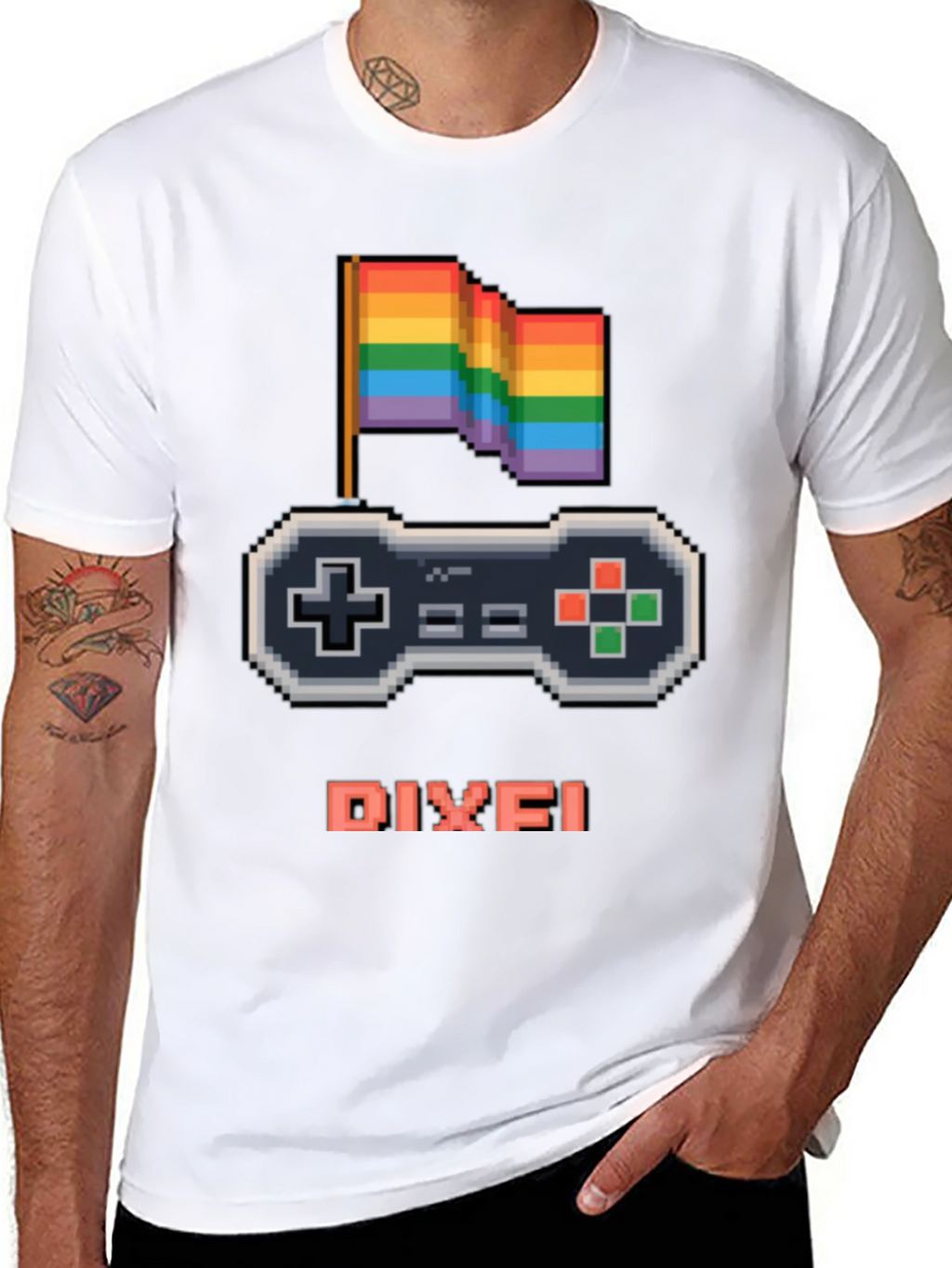 LGBTQ+ Gamer T-Shirt - Pixel Art Pride Controller Design