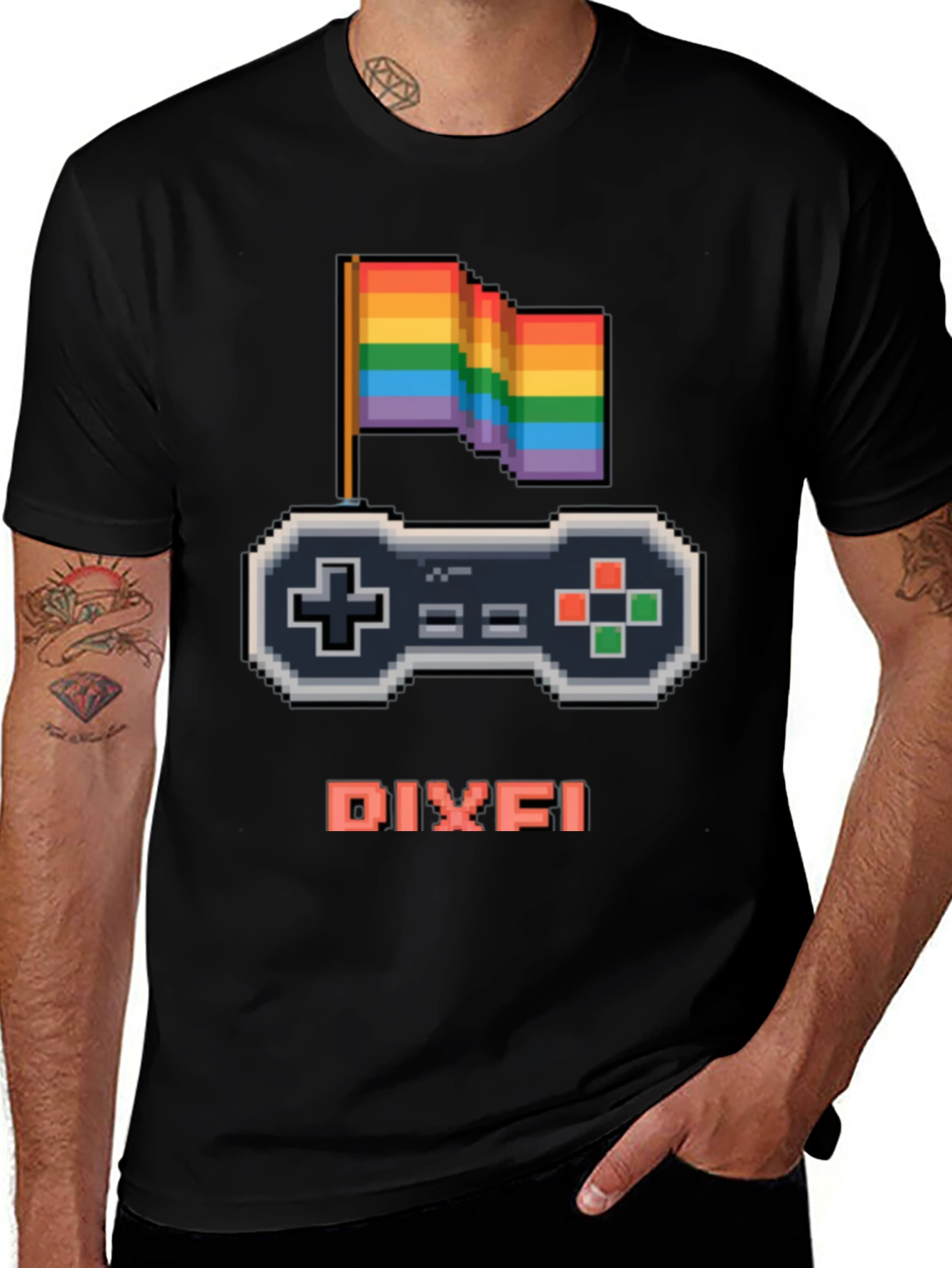 LGBTQ+ Gamer T-Shirt - Pixel Art Pride Controller Design