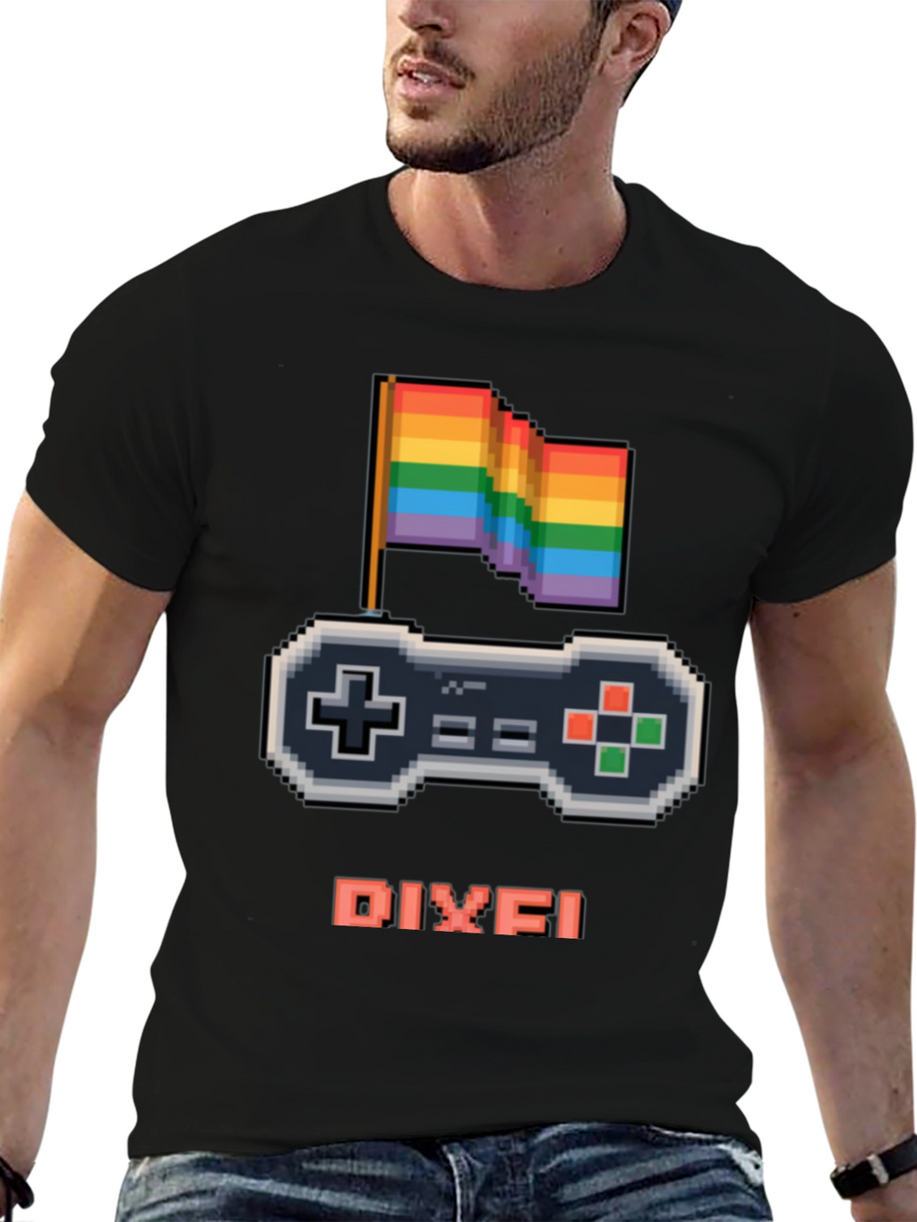 LGBTQ+ Gamer T-Shirt - Pixel Art Pride Controller Design