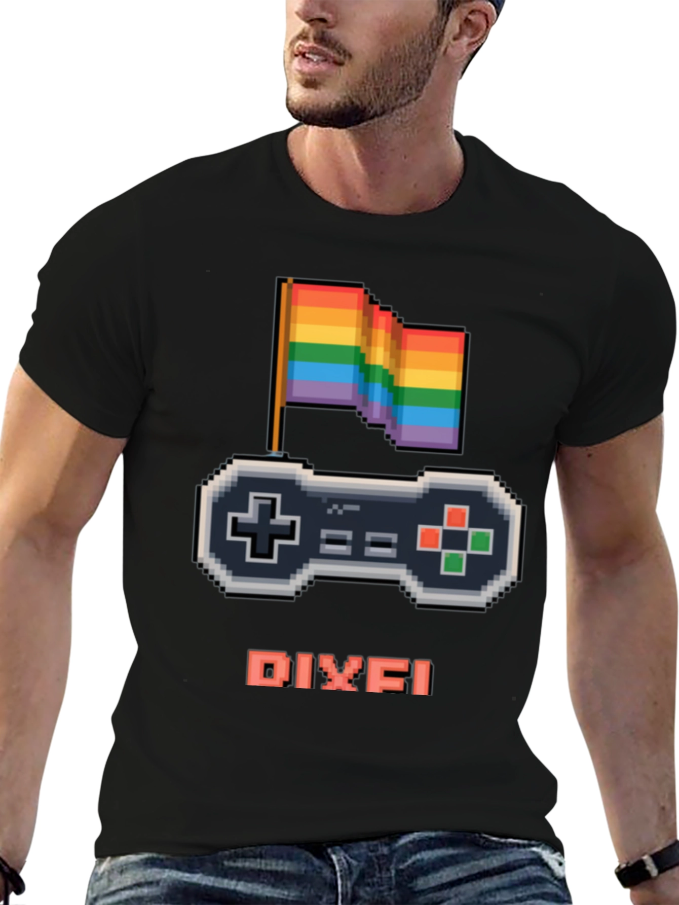 LGBTQ+ Gamer T-Shirt - Pixel Art Pride Controller Design