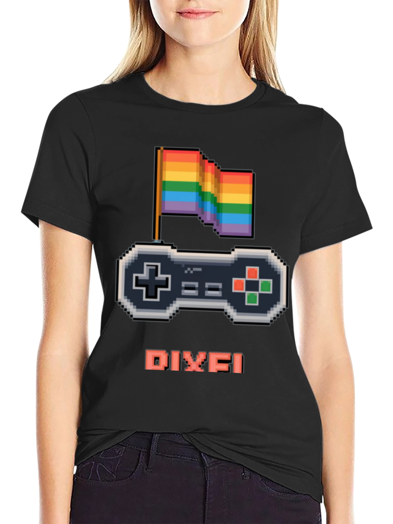 LGBTQ+ Gamer T-Shirt - Pixel Art Pride Controller Design