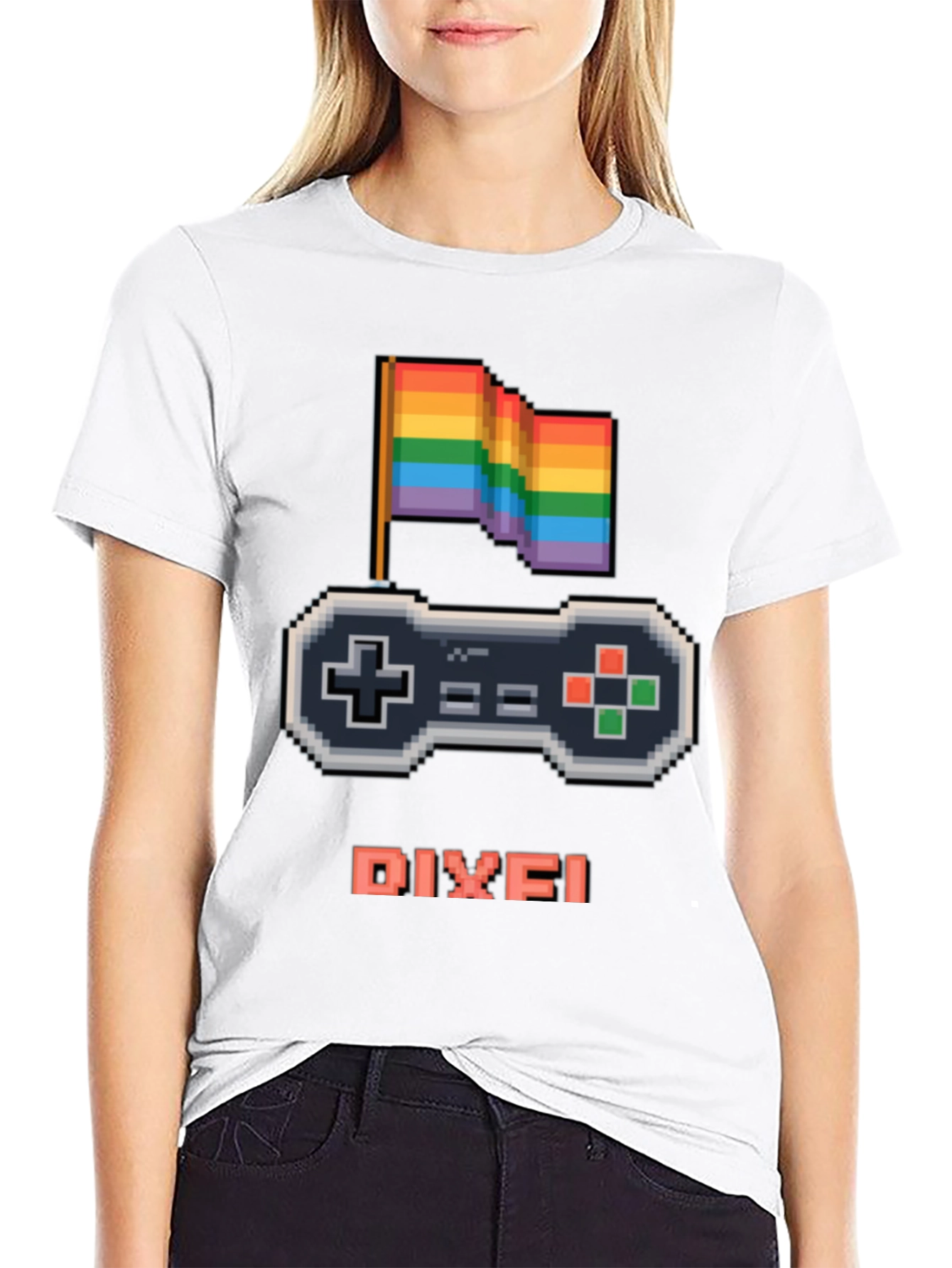 LGBTQ+ Gamer T-Shirt - Pixel Art Pride Controller Design