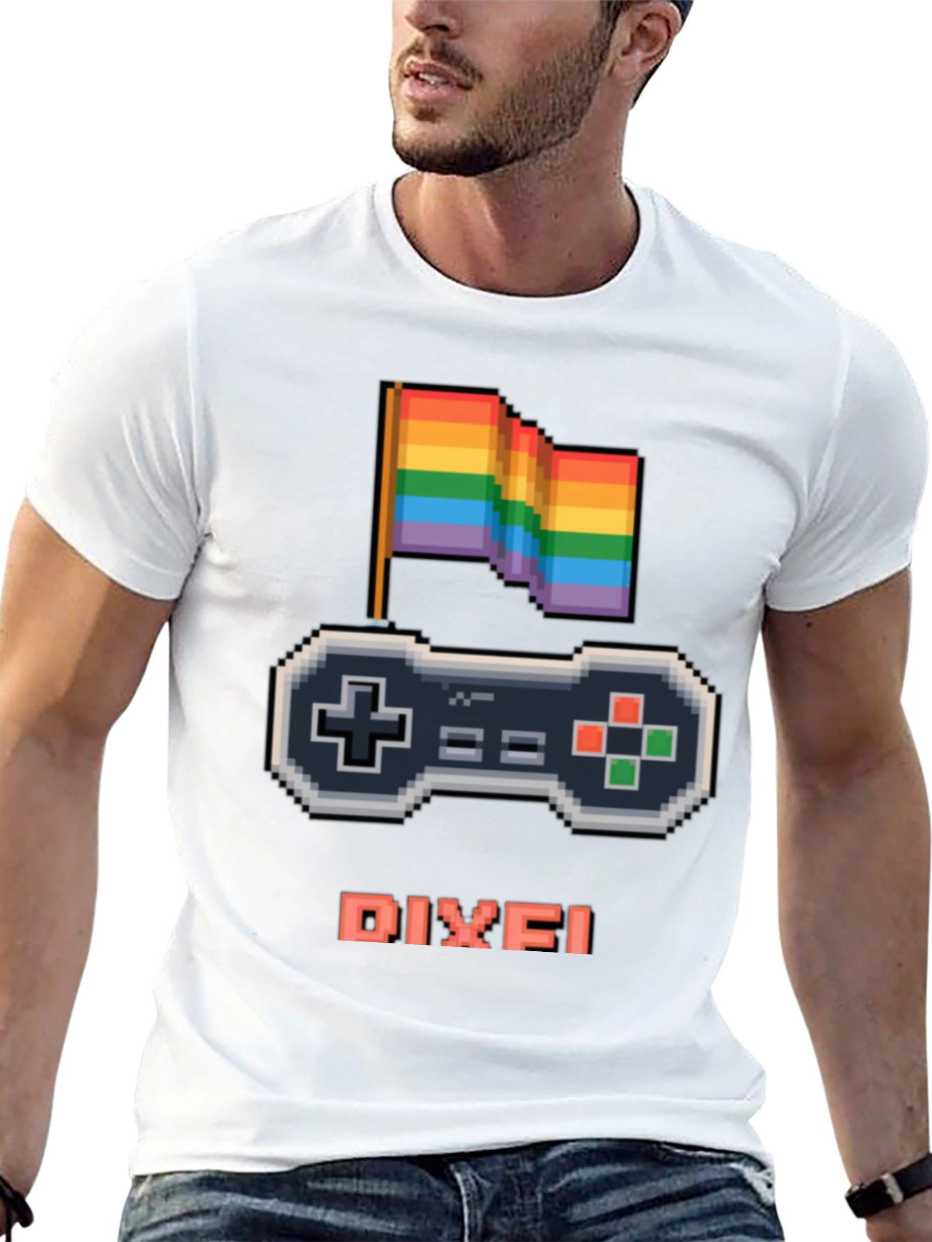 LGBTQ+ Gamer T-Shirt - Pixel Art Pride Controller Design