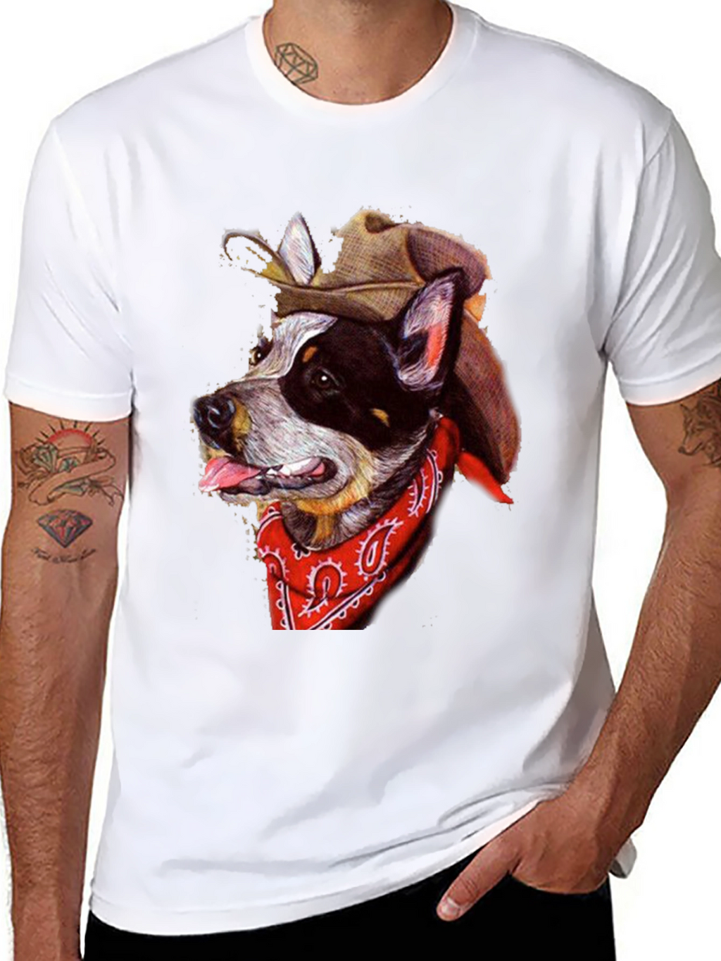 Cowboy Dog Graphic Tee - Western Style T-Shirt