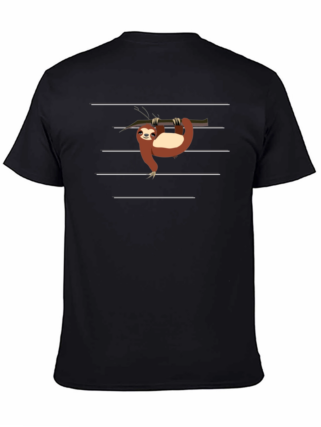 Sloth on Branch Graphic Tee - Black Casual T-Shirt