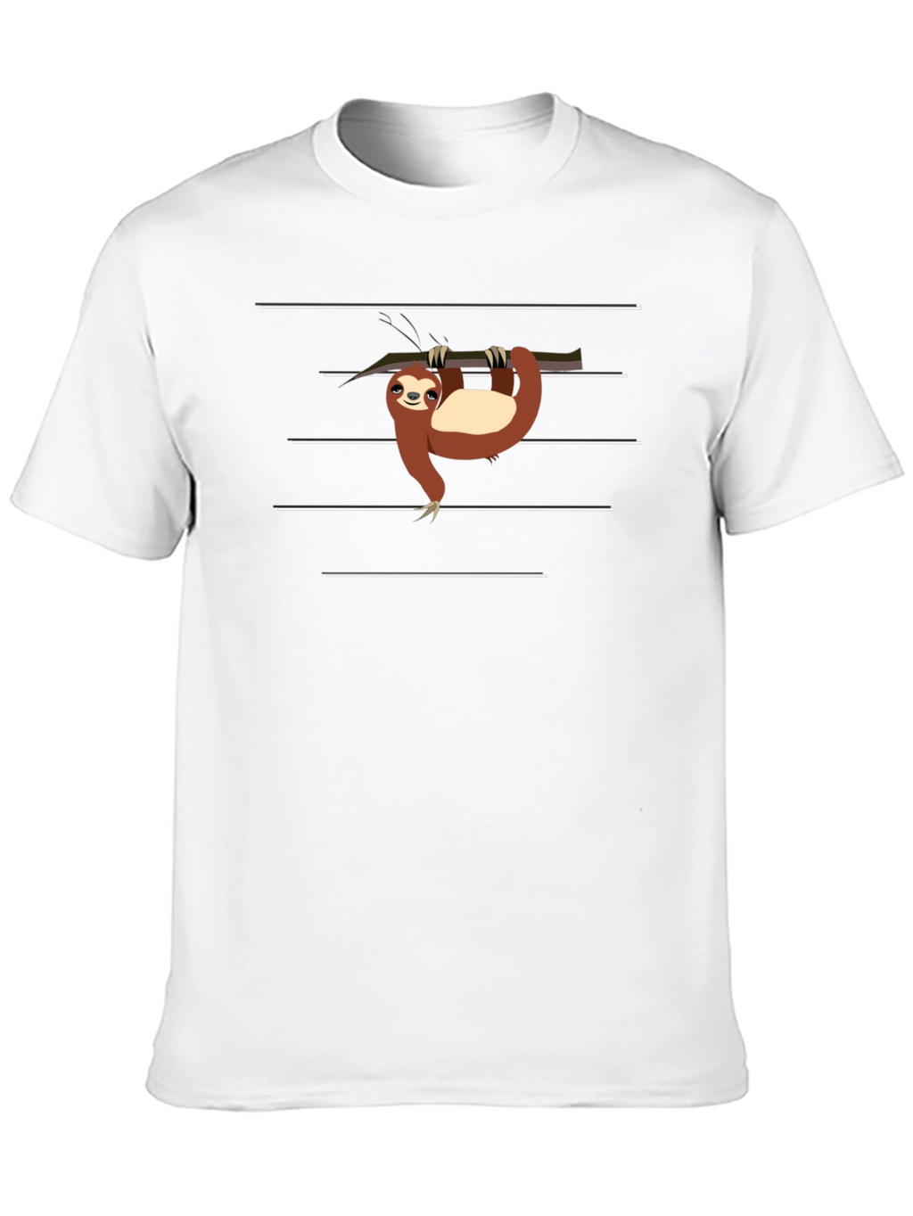 Sloth on Branch Graphic Tee - Black Casual T-Shirt