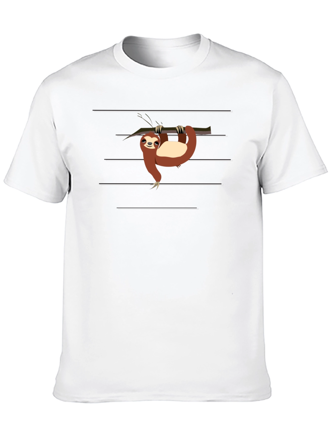 Sloth on Branch Graphic Tee - Black Casual T-Shirt