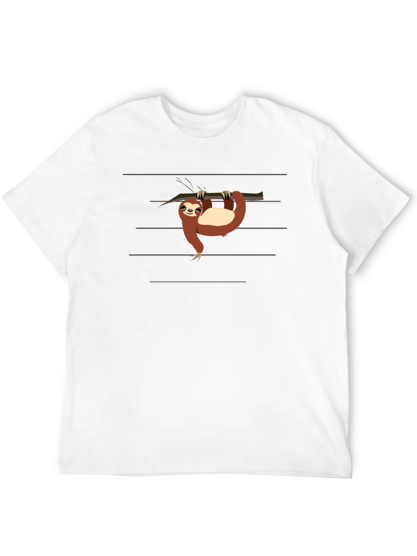 Sloth on Branch Graphic Tee - Black Casual T-Shirt