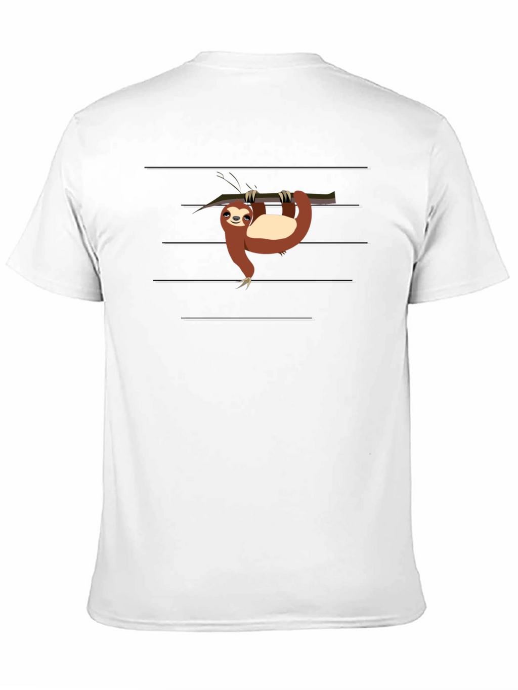 Sloth on Branch Graphic Tee - Black Casual T-Shirt