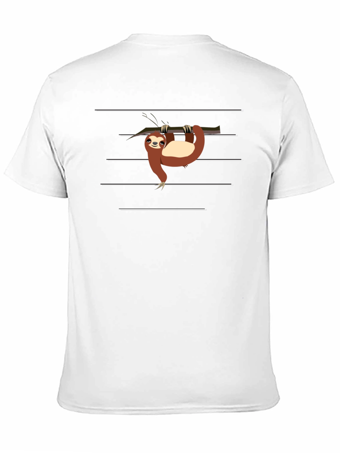 Sloth on Branch Graphic Tee - Black Casual T-Shirt